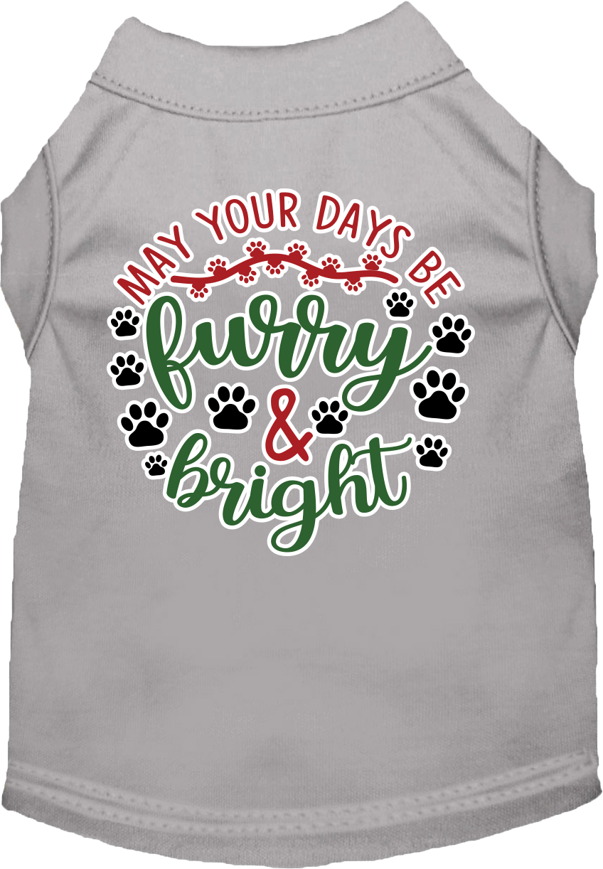 Furry and Bright Screen Print Dog Shirt Grey Size MD